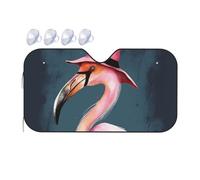 Halloween Flamingo Witch Hat Car Windshield Sun Shade Foldable Car Front Window Sunshade for Sun, Heat and UV Rays, Auto Sun Blocker Visor Protector for Cars, SUVs Small