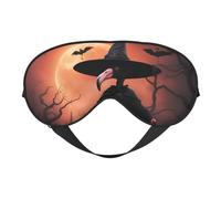 Halloween Flamingo Witch Hat Print Sleep Mask,Soft Eye Mask with Adjustable Strap for Sleeping, Travel and Relaxation
