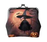 Halloween Flamingo Witch Hat print Small Pouch Kiss Lock Coin Purse for Women Coin Change Purse, Credit Card Wallet