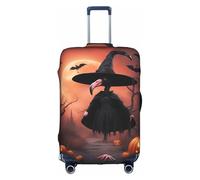 Halloween Flamingo Witch Hat Print Travel Elastic Suitcase Luggage Baggage Cover Protector, Washable And Anti-Scratch, White, S