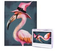 Halloween Flamingo Witch Hat Puzzles from Photos 500 Pieces Personalized Wooden Puzzle Challenging Jigsaw Puzzles for Adults Custom Picture Puzzle Gifts for Family Wedding Friend