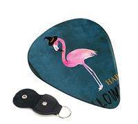 Halloween Flamingo Witch Hat Set Of 6 Guitar Plectrums For Acoustic Guitar, Electric Guitar, Bass, Ukulele - Thin, Medium And Thick.