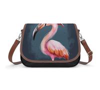 Halloween Flamingo Witch Hat Shoulder Bag for Women, Handbag with Adjustable Strap & Inner Pocket, Crossbody Bag for Daily Commute Travel