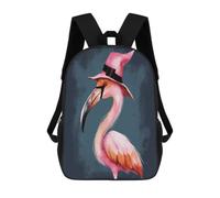 Halloween Flamingo Witch Hat Travel Backpack Laptop Backpack 17 Inch