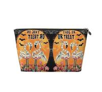 Halloween Flamingos Makeup Bag, Cosmetic Bags Travel Toiletry Bag Make Up Bag for Women, Leather Makeup Bag Organizer, Cute Makeup Pouch Gold