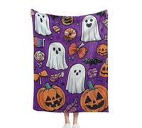 Halloween Flannel Blanket Throw, 150x200cm, Fuzzy Warm Fleece Ghosts Pumpkin Candy Theme Throws, For Couch Sofa Bed Lounging, A Thoughtful For Friends And Family