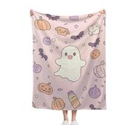 Halloween Flannel Throw Blanket, Cute Ghosts Pumpkin Bat, Soft Cozy Throw Blanket, For Couch Sofa Or Bed, A Thoughtful For Friends And Family, 75x100cm