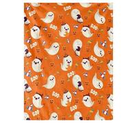 Halloween Fleece Blanket, Super Soft Cosy Fleece in Orange,Soft Plush Warm Blankets Cover for for Bed Couch Living Room Sofa Chair Home Decor, Reversible Double Duvet Set with Pillowcases