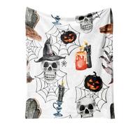 Halloween Fleece Blankets Trick or Treat Gothic Black Cat Pumpkin Blanket Cozy Fleece Blankets for Couch Sofa Bed Lounging Halloween Decor Birthday Gifts for Men