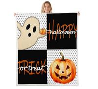 Halloween Fleece Flannel Blanket,Cute Ghost Pumpink Bed Sofa Couch Blanket,Baby 30"x40",Kids Trick or Treat Fuzzy Soft Fleece Throw Blankets