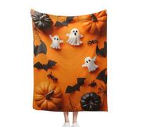 Halloween Fleece Throw Blanket, 75x100cm Soft Cozy Ghosts Pumpkin Bat Spider Web Throws Blankets, For Party Sofa Bed Living Room, A Thoughtful For Friends And Family
