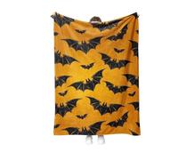 Halloween Fleece Throw Blanket, Blue Blanket Ghost Friend Blankets for Christmas Halloween Warm Plush Throw Blankets for Couch, Sofa, Bed, Pumpkin