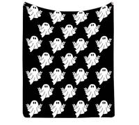 Halloween Fleece Throw Blanket, Blue Blanket Ghost Friend Blankets for Christmas Halloween Warm Plush Throw Blankets for Couch, Sofa, Bed, Pumpkin