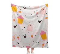 Halloween Fleece Throw Blanket, Pink Cute Ghosts Colorful Candy Theme, Soft Fuzzy Plush Cozy Fleece Blankets, for Couch Sofa or Bed, 125x150cm