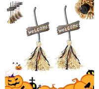 Halloween Floating Broom, Floating Broomstick, Magical Animated Brooms, Dancing Witch Brooms with Lights, Knotolace Halloween Witch Flying Broom with Spooky Laughing, Halloween Party Decoration(2PCS)