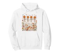 Halloween Floral Dancing Skeletons Boho Autumn Wildflowers Pullover Hoodie