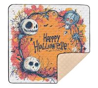 Halloween Floral Design Large Non-Slip Baby Playmat for Indoor Outdoor Cozy Breathable Playroom Activity Mat for Babies Infants Toddlers, 50'' x 50''