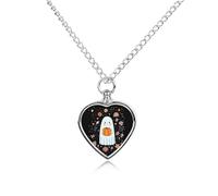 Halloween Floral Ghosts Pet Ash Necklace Keepsake Heart Pendant Memorial Jewelry Necklaces