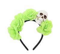 Halloween Floral Headband Gothic Hair Clips Day of the Dead Mexican Rose Wreath Party Cosplay Costume Accessories for Women Girls (A, 20x18cm)