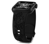 Halloween Floral Pattern Silicone Band Compatible with Apple Watch 38mm 40mm 41mm Women Men Skull Pattern Laser Printed Soft Silicone Sports Wristbands Replacement Band with, 44/45/46/49/42MM(Series3