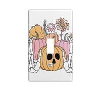 Halloween Floral Pumpkin Switch Cover Plates, Vintage Skeleton Hands For Wall Accents, Thermoplastic Device Mounting Wall Plates, Single Duplex Plug
