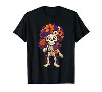 Halloween Floral Skull Roses Wildflowers Bouquet Bold Art T-Shirt