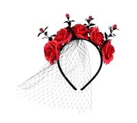 Halloween Flower Crown Headband, Halloween Headband | Crown Headband Hair Hoop - Vintage Halloween Crown Headband, Red Flower Hair Bands for Girls and