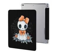 Halloween Flower Ghost Lace Cute Protective Case Compatible for IPAD 2017/2018/Air1/Air2 (9.7in) Trifold Tablet Cover Non-Slip Cases