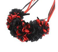 Halloween Flower Ribbon Headband Contrast Colorful Festival Party Dress Up Crown Easter Net Red Cosplay Headband Sheep Horn Black Rose Flower Crown Hair Hoop Long Mesh Veil Moon Pendant Party