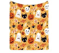Halloween Fluffy Blankets Spooky Skull Spider Web Throw Blanket Soft Flannel Horror Blanket for Couch, Bed Halloween Graveyard Decorations Gifts for Men