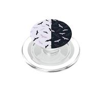 Halloween Flying Bat Black White Split Minimalist Pattern PopSockets PopGrip for MagSafe
