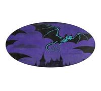 Halloween Flying Bat Round Area Rug Non Slip Backing Doormat Water Absorbent Plush Throw Low-Pile Non-Slip Floor Mat Carpet for Living Room Bedroom Entryway Nursery Room 60 * 60cm
