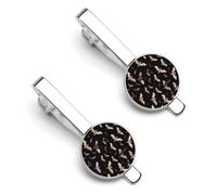 Halloween Flying Bats 2 Pcs Tie Clips for Men Necktie Tie Bar