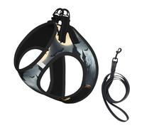Halloween Flying Bats 4 Print Step in Dog Harness and Leash Set,Adjustable Reflective Harness for Small Dogs Cats