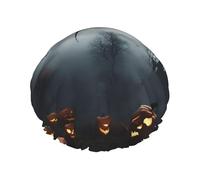 Halloween Flying Bats 4 Printed Reusable Bathing Cap, Dual Layer Hair Cover For Long Thick Hair, 10.6in Headgear