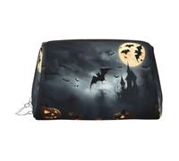 Halloween Flying Bats 4 Toiletry Cosmetics Bag, Portable Travel Cosmetic Makeup Bag,PVC Leather,with Compartments