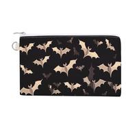 Halloween Flying Bats Canvas Coin Purse, Portable Zippered Change Pouch for Women, Small Wallet for Coins Keys Cards Lipstick