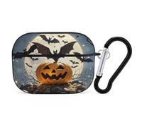 Halloween Flying Bats Case Cover with Keychain Shockproof Hard Shell Protective Case for 2nd/1st Generation Case for Women Men Bluetooth Earbuds Case