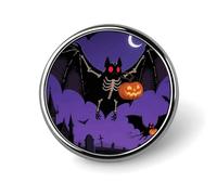 Halloween Flying Bats Enamel Lapel Pins Round Cute Badge Brooches Unisex Metal Pin for Clothing, Hats, Bags & Backpacks