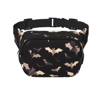 Halloween Flying Bats Fanny Pack For Women Waterproof Adjustable Belt Bags Waist Pack Fashion Casual Crossbody Bags Bum Bag For Running Workout Hiking Traveling, Black, One Size