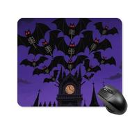 Halloween Flying Bats Moon Mouse Pad Square Laptop Mouse Mat Cute Computer Mousepad Keyboard Pad Non-Slip Desk Pads for Gaming Office Work Home 25 * 30cm