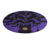 Halloween Flying Bats Moon Round Area Rug Non Slip Backing Doormat Water Absorbent Plush Throw Low-Pile Non-Slip Floor Mat Carpet for Living Room Bedroom Entryway Nursery Room 60 * 60cm