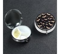 Halloween Flying Bats Pill Box 3 Compartment Round Metal Pill Case for Purse & Pocket, Portable Medicine Organizer Travel Pillbox Daily Pill Container Holder to Hold Vitamins, Fish Oil