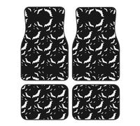 Halloween Flying Bats Print Car Foot Mat Four-Piece Set Full Set With Non-Slip Rubber Backing