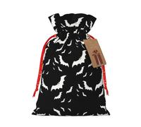Halloween Flying Bats print Christmas Packing Bag Linen Bags with Drawstring Funny Wedding Present Bag