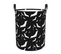 Halloween Flying Bats Print Round Single-Layer Dirty Laundry Basket â€“ Full-Width Printed Design, Waterproof Oxford Cloth Material, Suitable For Various Rooms