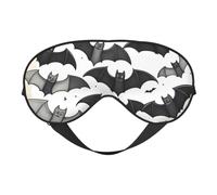 Halloween Flying Bats Print Silk Sleep Eye Mask Soft Eye Cover with Adjustable Strap Comfortable for Travel Office Nap