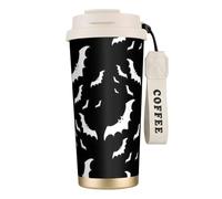 Halloween Flying Bats Print Steel Coffee Mug,Coffee Thermos Outdoor,Camping Mug with Leak-Proof Lid,Portable Cups for Keep Hot/Ice