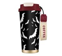 Halloween Flying Bats Print Steel Coffee Mug,Coffee Thermos Outdoor,Camping Mug with Leak-Proof Lid,Portable Cups for Keep Hot/Ice