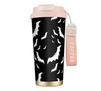 Halloween Flying Bats Print Steel Coffee Mug,Coffee Thermos Outdoor,Camping Mug with Leak-Proof Lid,Portable Cups for Keep Hot/Ice